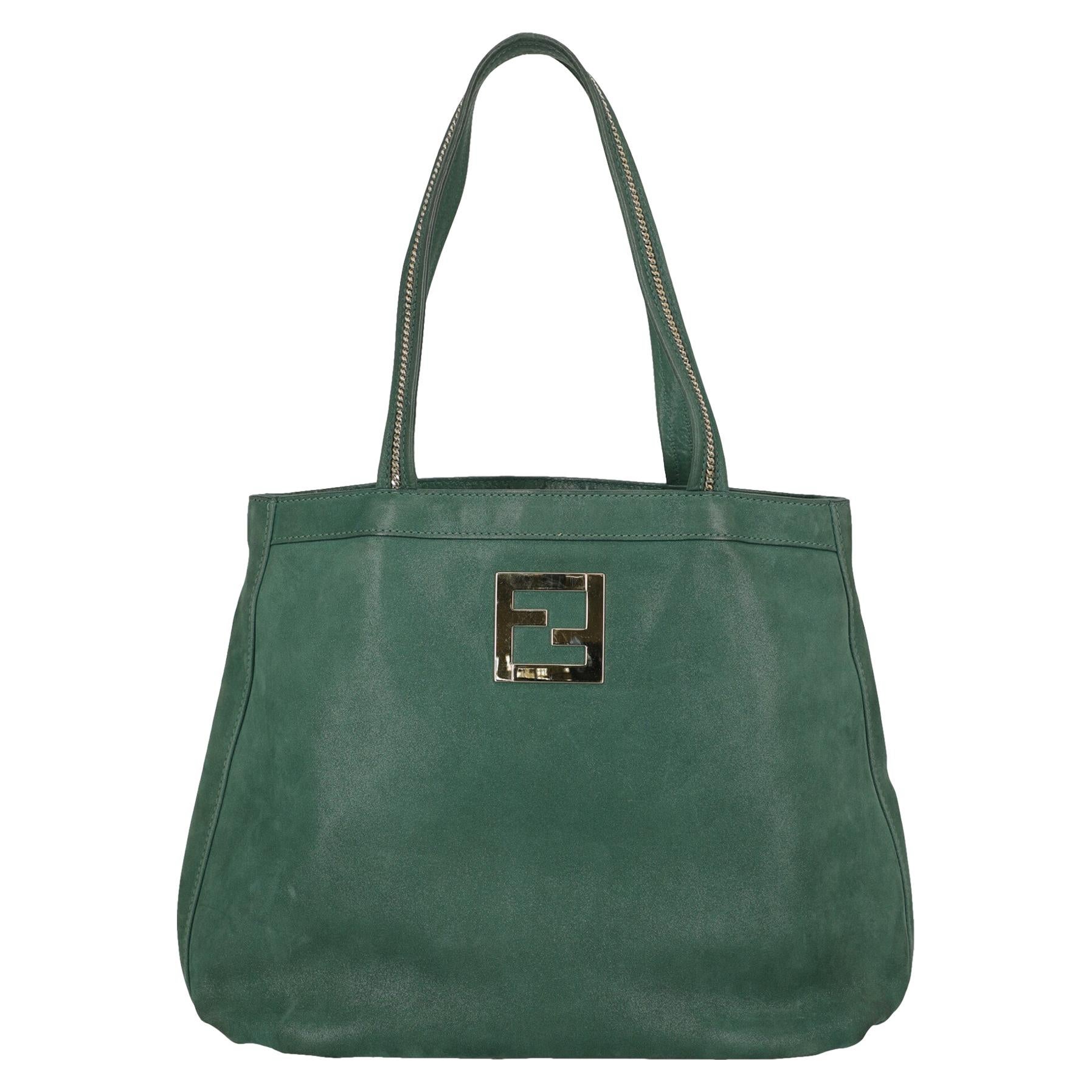 Fendi Women  Shoulder bags Green Leather For Sale