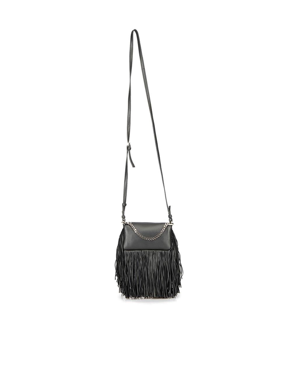 Fendi Women's Black Leather Fringe Monster Micro Baguette In Good Condition For Sale In London, GB