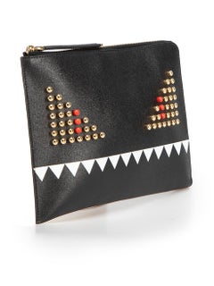Fendi Women's Black Leather Monster Stud Small Pouch