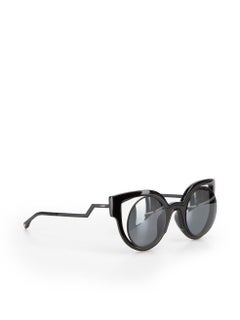 Fendi Women's Black Round Lens Cat Eye Sunglasses