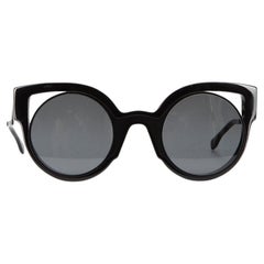 Fendi Women's Black Round Lens Cat Eye Sunglasses
