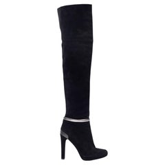 Fendi Women's Black Suede Platform Knee Length Boots