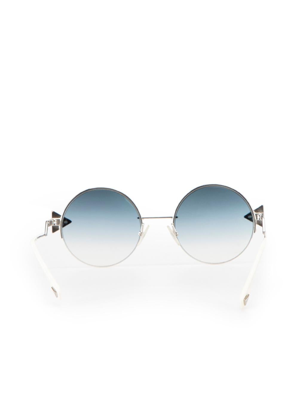 Fendi Women's Blue Round Frame Sunglasses In Good Condition In London, GB