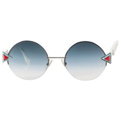 Fendi Women
s Blue Round Frame Sunglasses