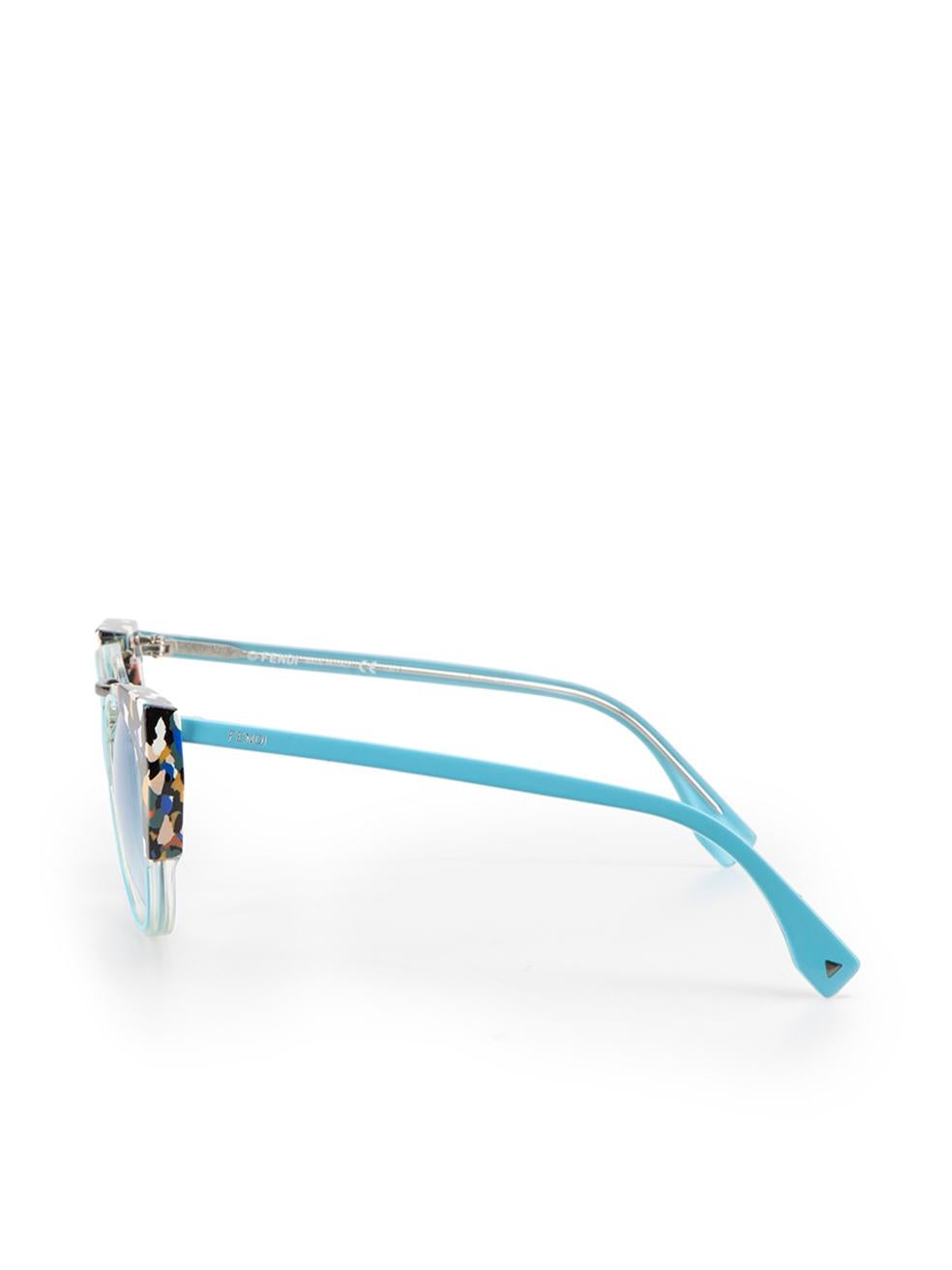 Fendi Women's Blue Terrazzo Cat Eye Sunglasses In Good Condition For Sale In London, GB