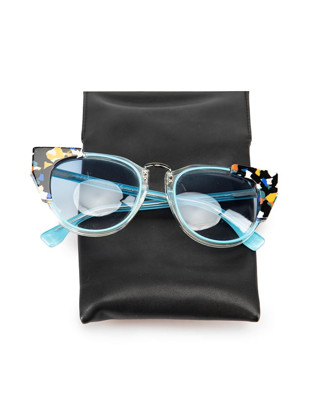 Fendi Women's Blue Terrazzo Cat Eye Sunglasses For Sale 1