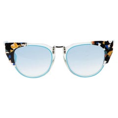 Fendi Women's Blue Terrazzo Cat Eye Sunglasses