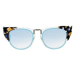 Used Fendi Women's Blue Terrazzo Cat Eye Sunglasses