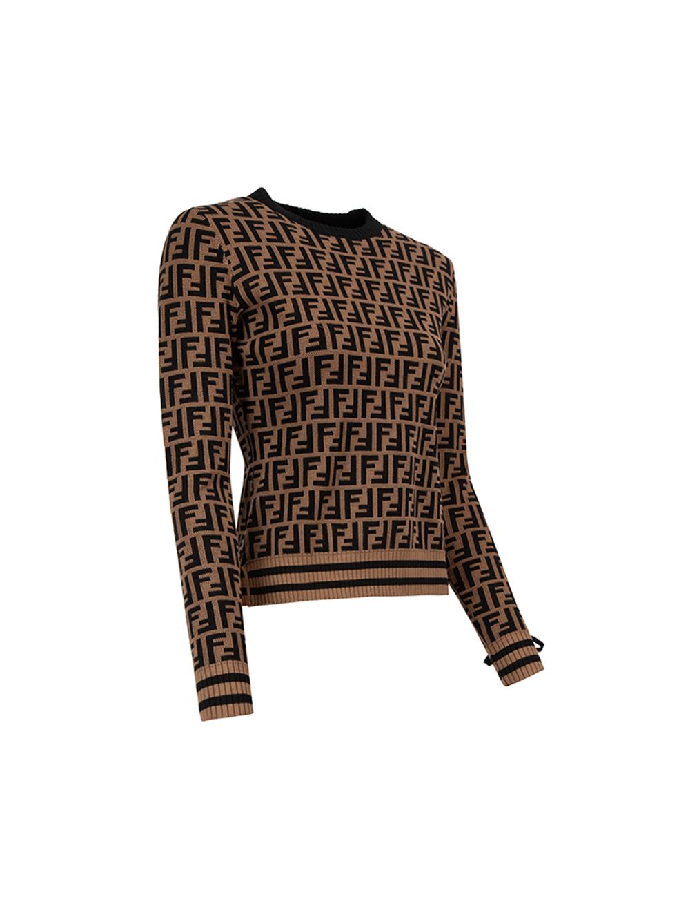 CONDITION is Very good. Hardly any visible wear to sweater is evident on this used Fendi designer resale item. 



Details


Brown

Viscose

Long sleeves knit sweater

FF Zucca pattern

Round neckline

Laced detail on sleeves





Made in