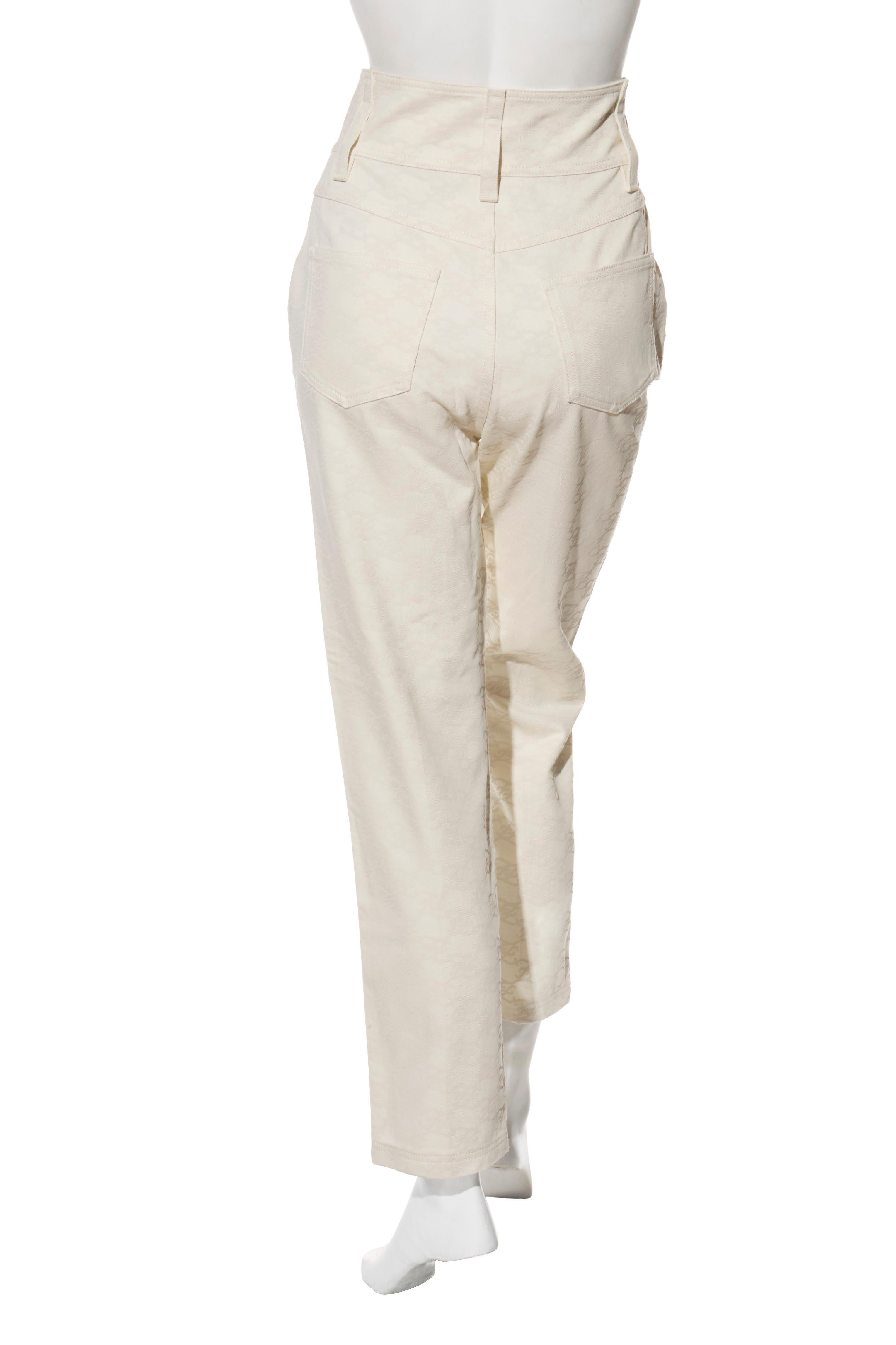 Fendi Donna Avorio FF Monogram Denim Jacket & Pants Set IT 40 Made in Italy in vendita 6