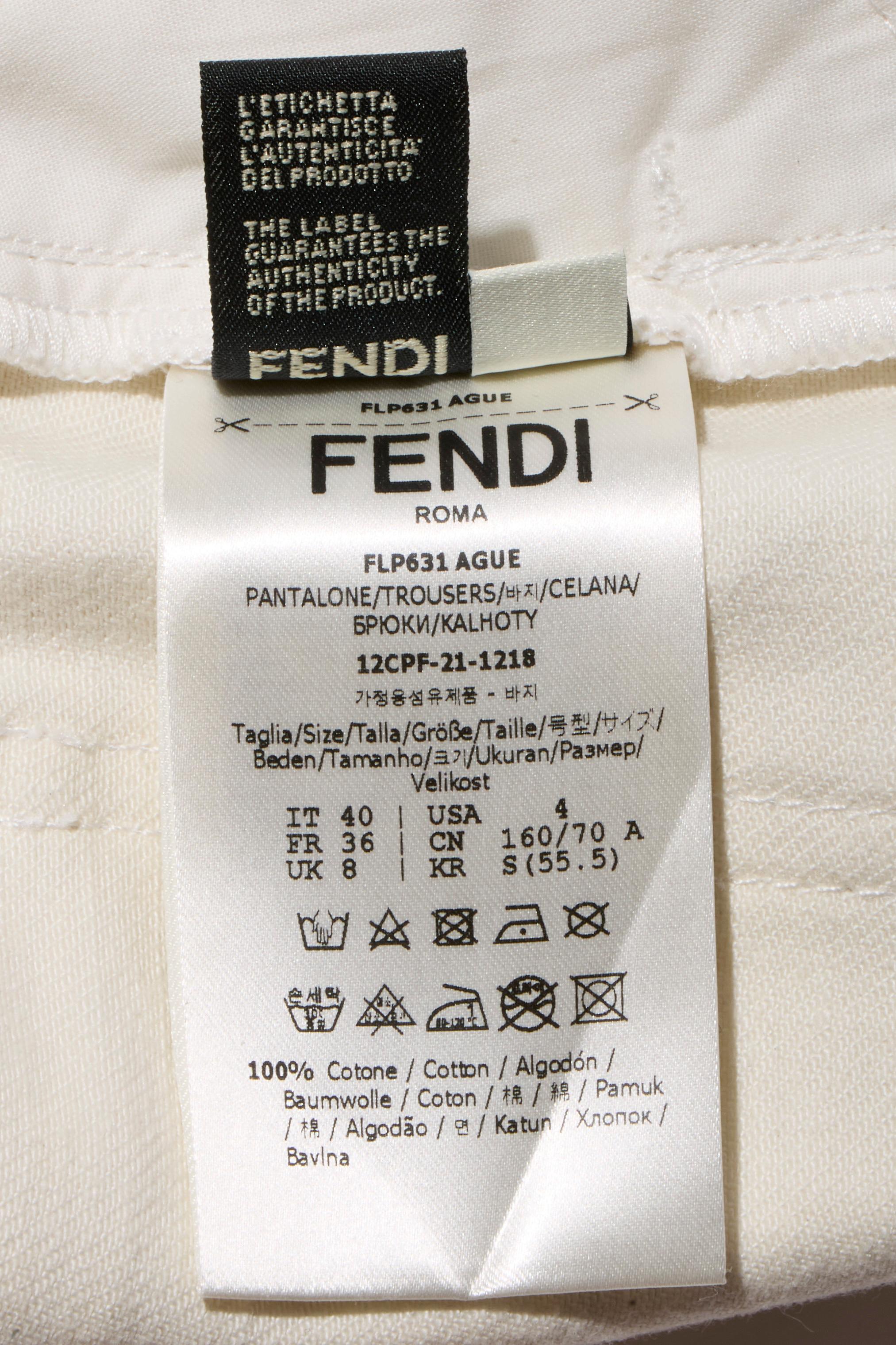 Fendi Donna Avorio FF Monogram Denim Jacket & Pants Set IT 40 Made in Italy in vendita 15