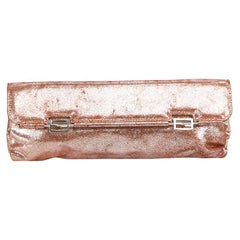 Fendi Women's Metallic Suede Fendi Logo Clasp Flap Clutch