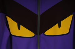 Fendi Womens Monster Eyes Tech Knit Zip Up Track Jacket Size IT 46 Purple