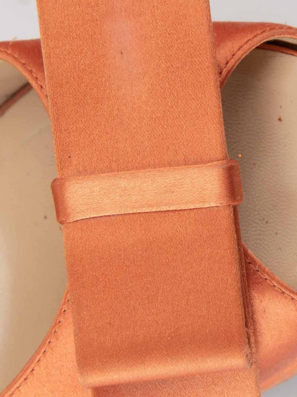 Fendi Women's Orange Satin Deco Bow Platform Heels For Sale 1
