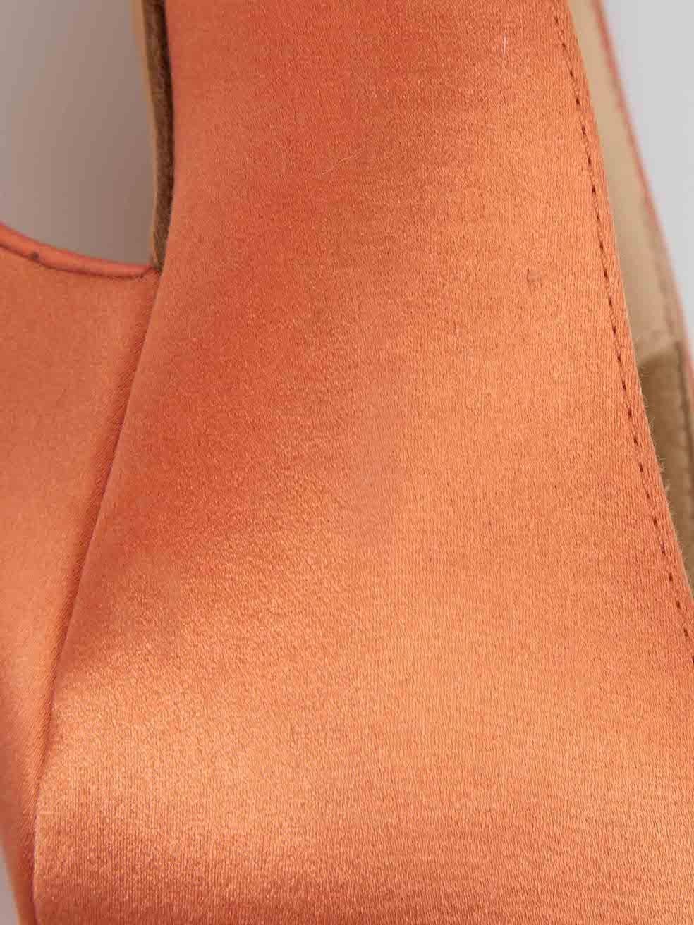 Fendi Women's Orange Satin Deco Bow Platform Heels For Sale 2