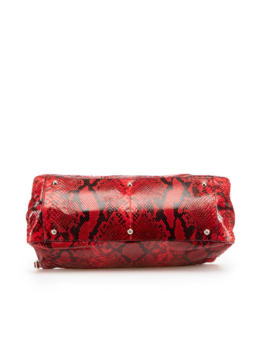 Fendi Women's Red Snakeskin Leather FF Handbag 1