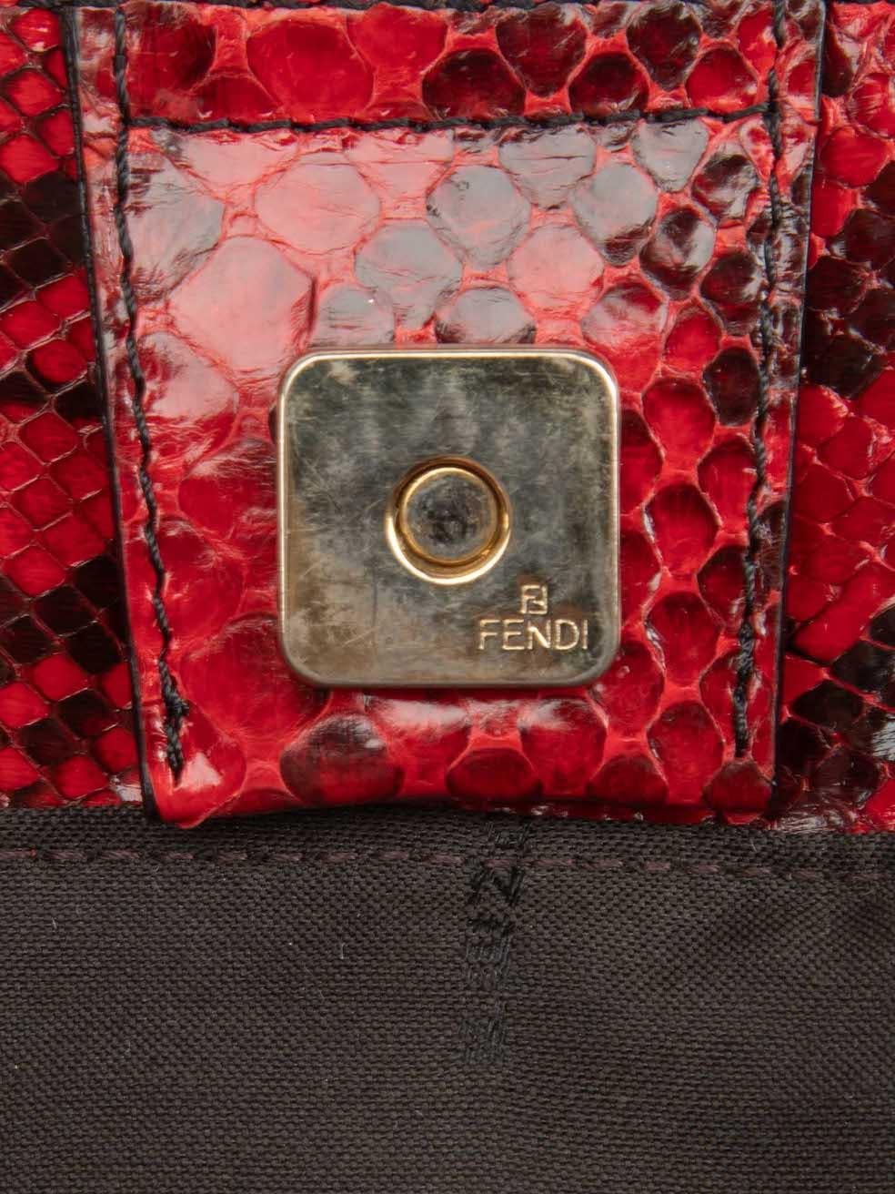 Fendi Women's Red Snakeskin Leather FF Handbag 4