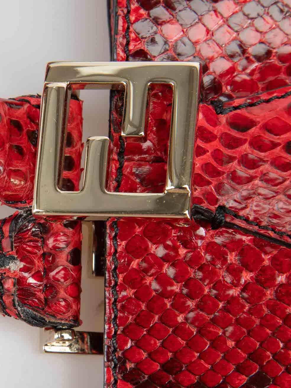 Fendi Women's Red Snakeskin Leather FF Handbag 5