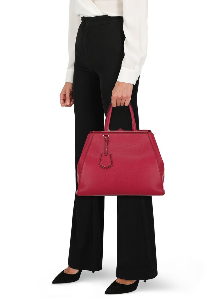 Fendi Women's Tote Bag 2Jours Red Leather For Sale at 1stDibs