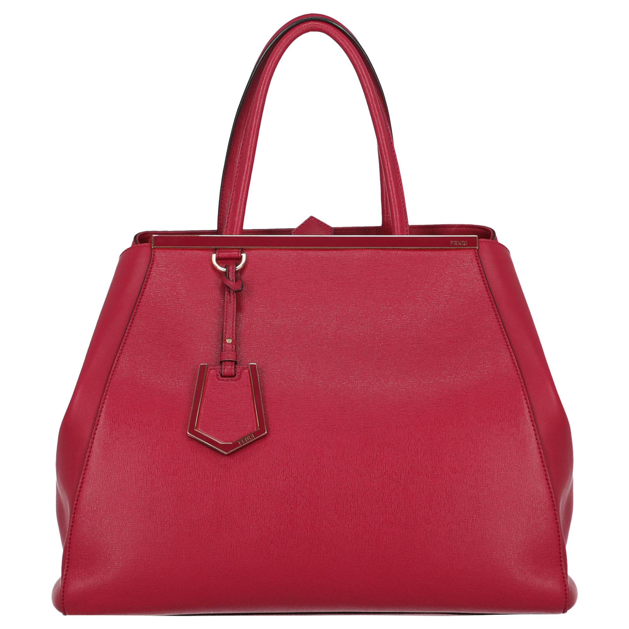 Fendi Women's Tote Bag 2Jours Red Leather For Sale