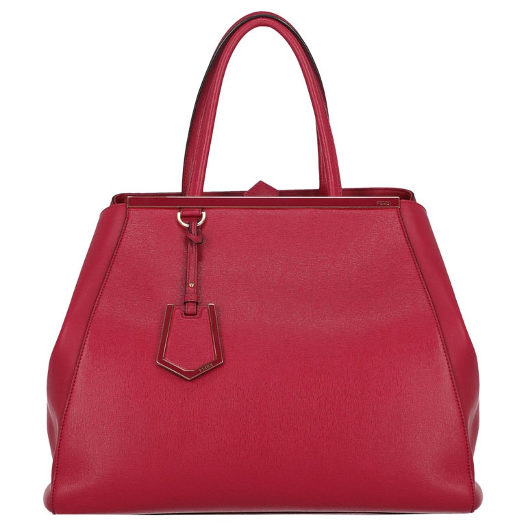 Fendi Women's Tote Bag 2Jours Red Leather For Sale at 1stDibs
