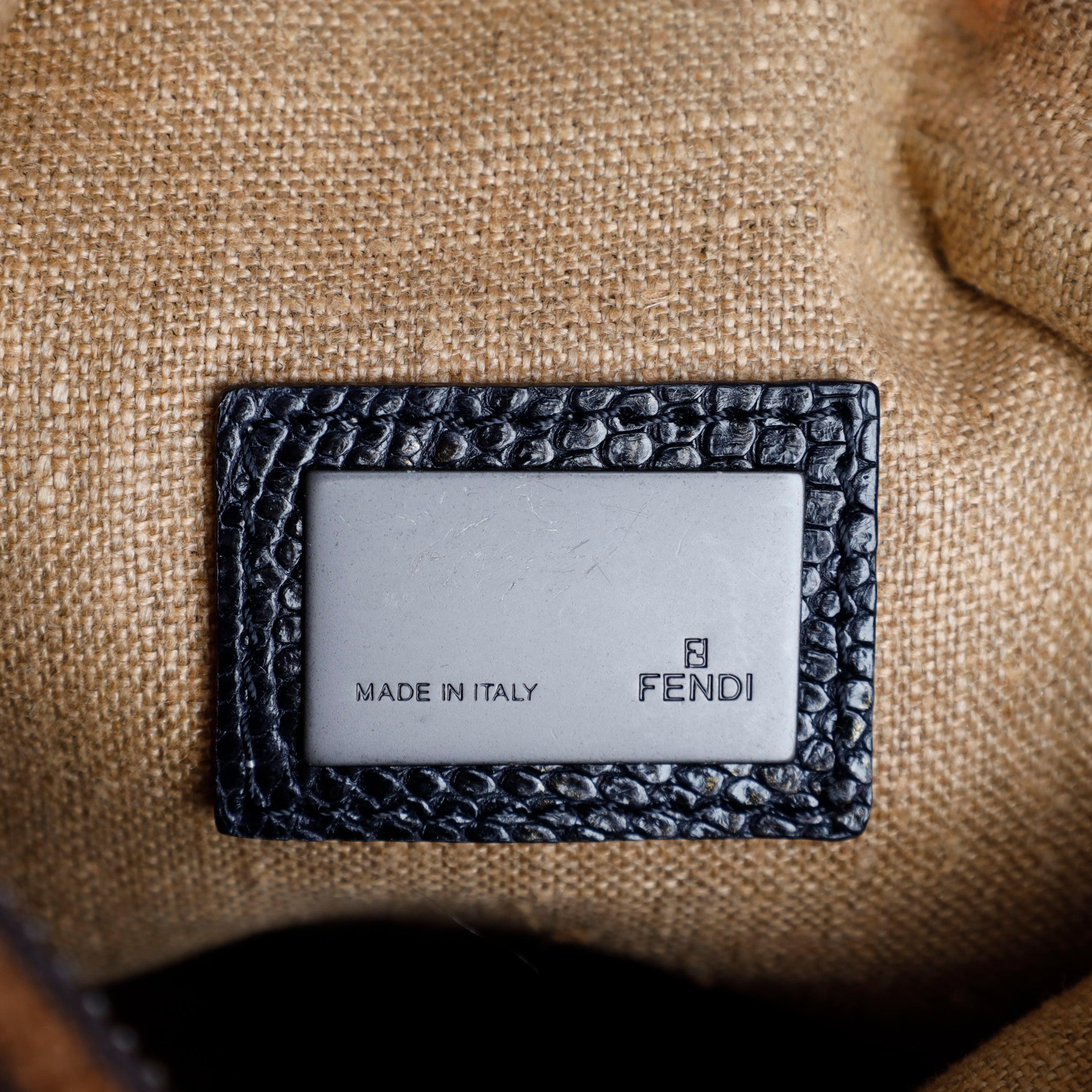 Fendi Wood Paneled Oyster Hobo Bag - '00s In Excellent Condition In Milano, IT
