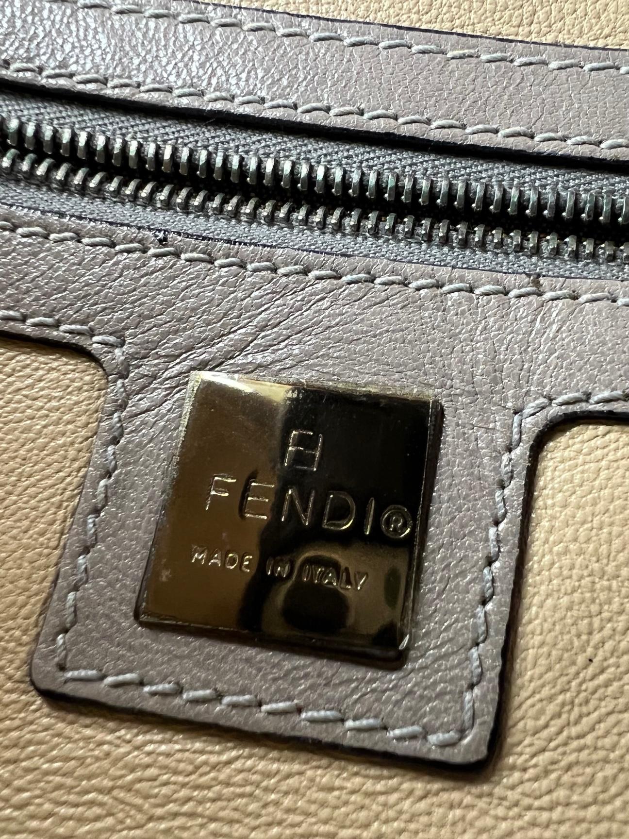 Women's FENDI Wool Crystal Grey Baguette Small Shoulder Bag