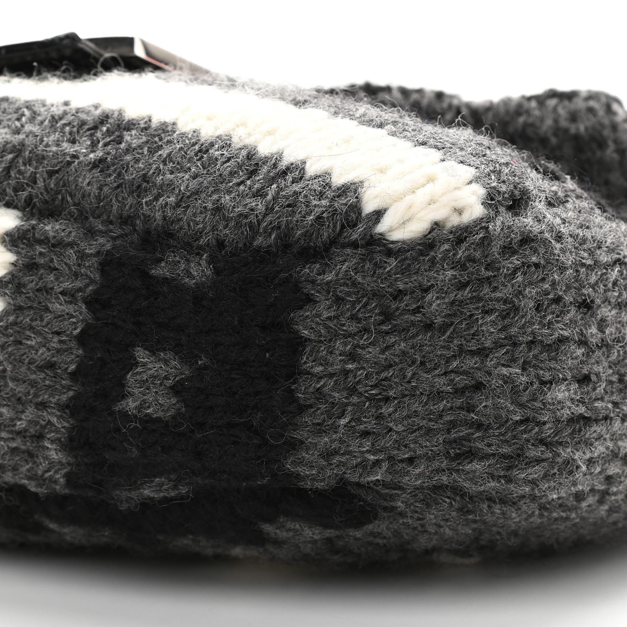 Women's or Men's Fendi Wool Knit Black Grey Aztec Baguette