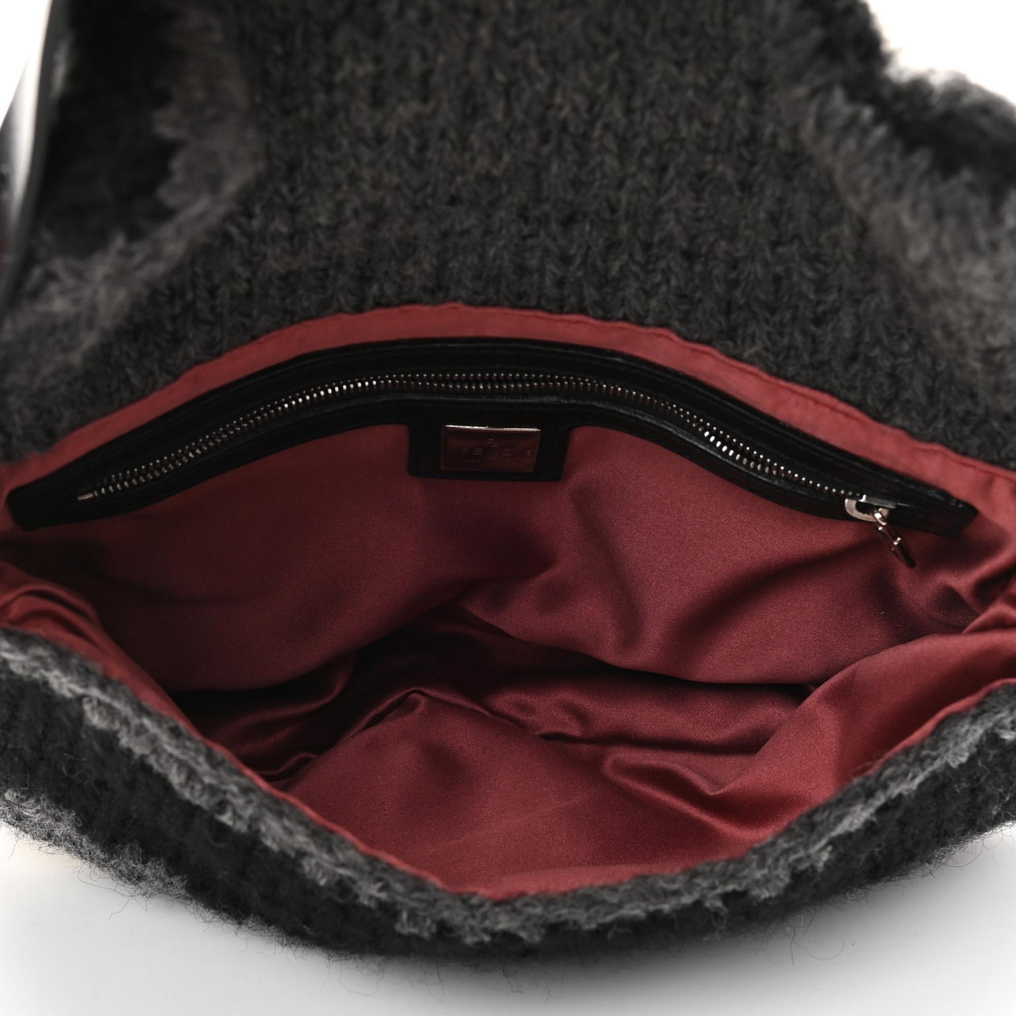 Fendi Wool Knit Black Grey Aztec Baguette 1