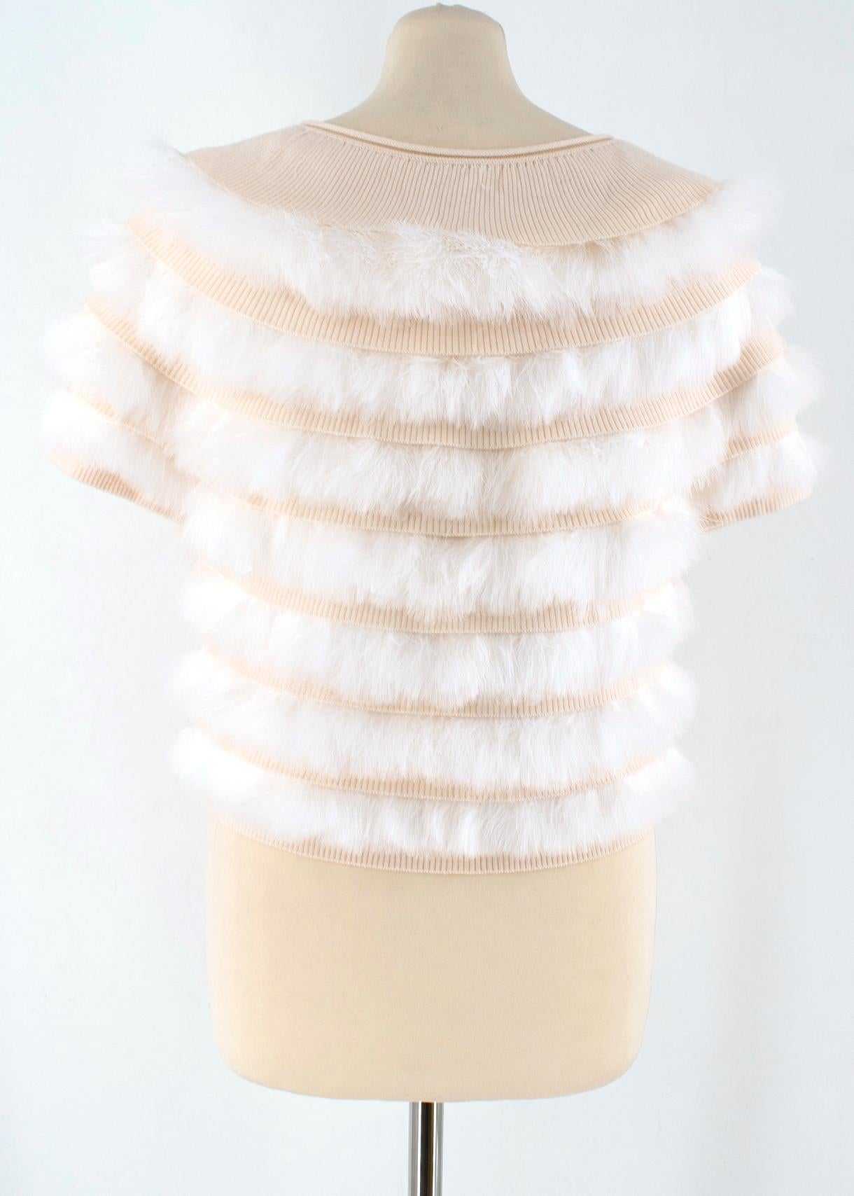 Beige Fendi Wool & Pelliccia Fur Panelled Short Cardigan IT 40