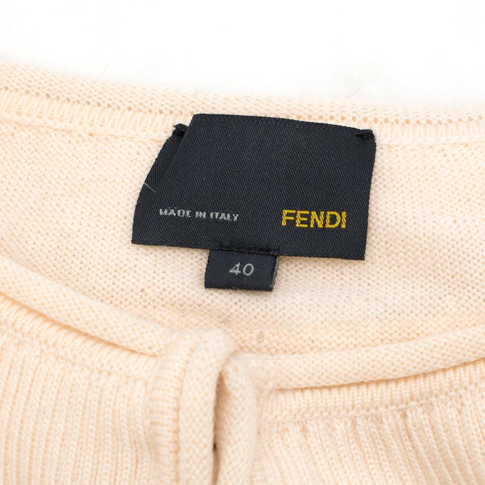 Fendi Wool & Pelliccia Fur Panelled Short Cardigan IT 40 1