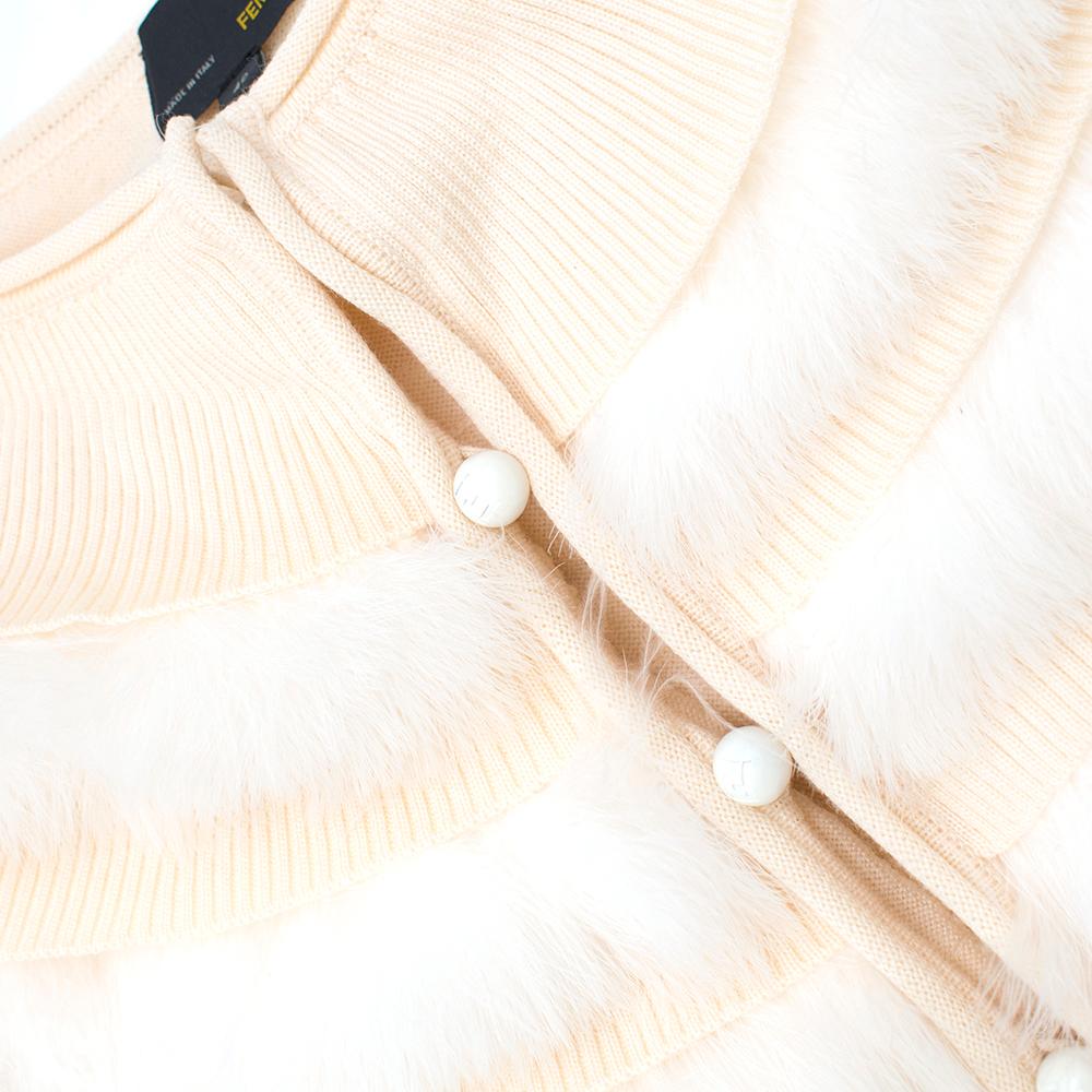 Fendi Wool & Pelliccia Fur Panelled Short Cardigan IT 40 2