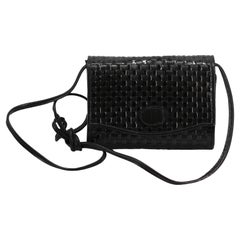 Fendi Monedero de Piel Negro Tejido