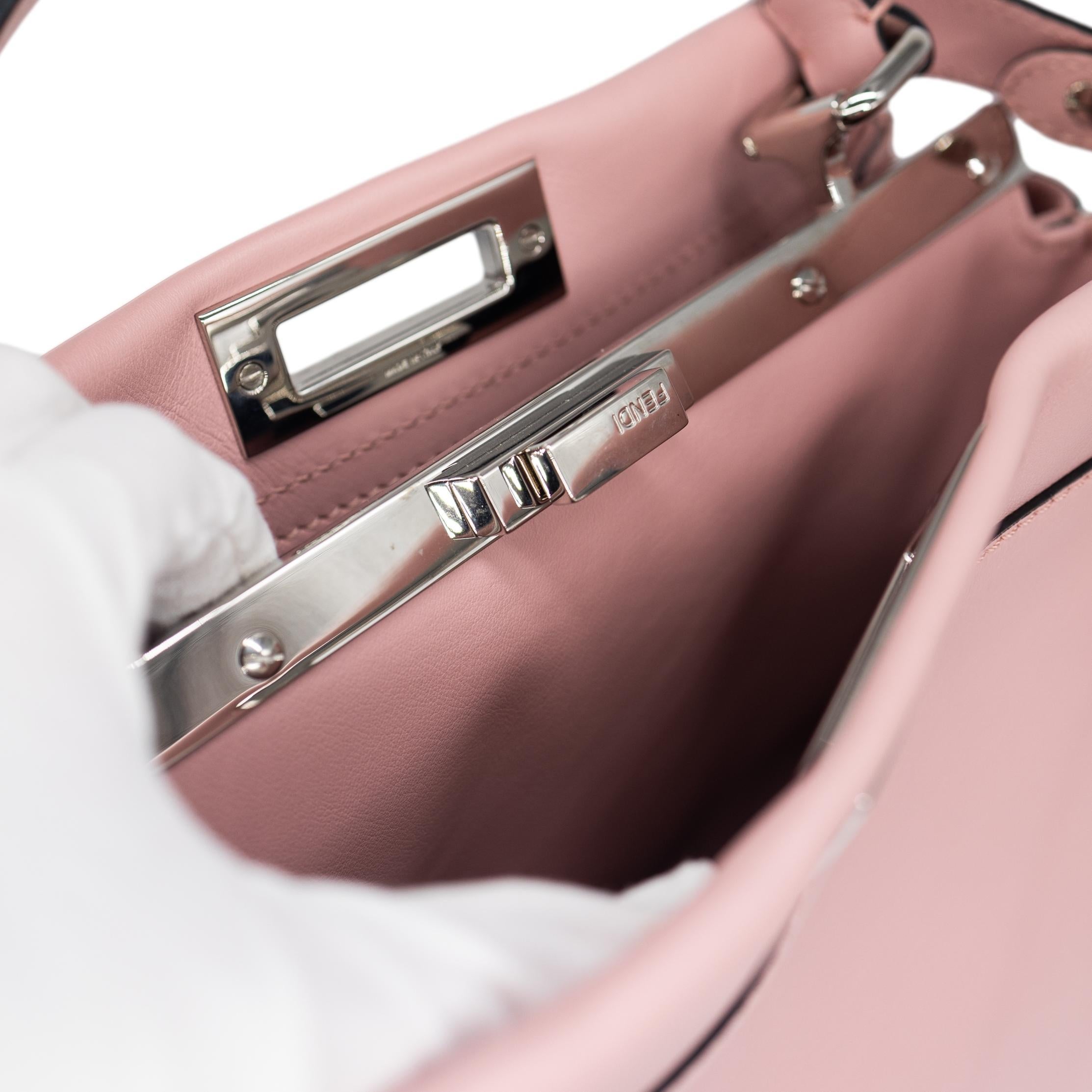 Fendi Woven Pink Leather Medium Whipstitched Peekaboo Top Handle Shoulder Bag 7