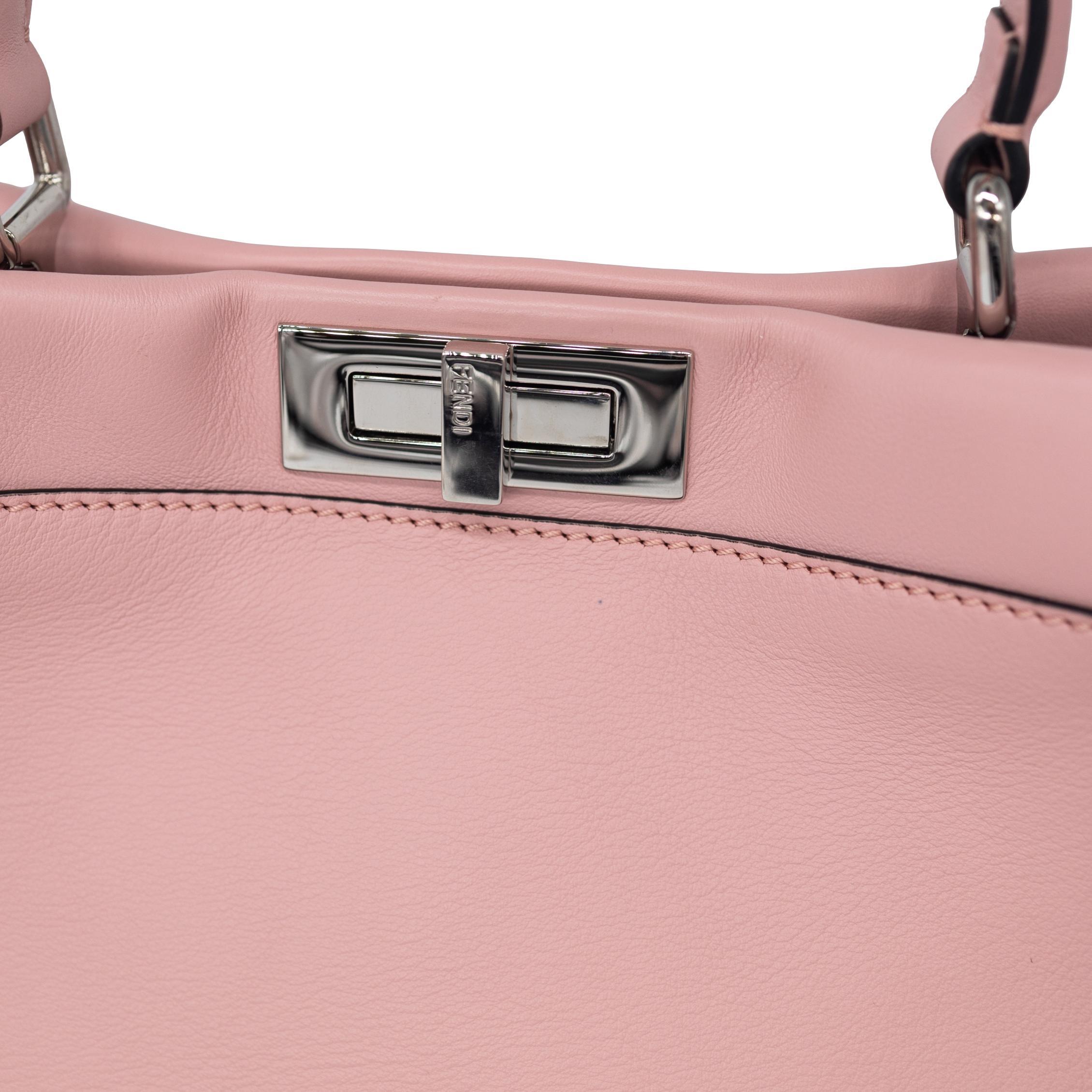 Fendi Woven Pink Leather Medium Whipstitched Peekaboo Top Handle Shoulder Bag, 2015. This iconic and highly desirable 