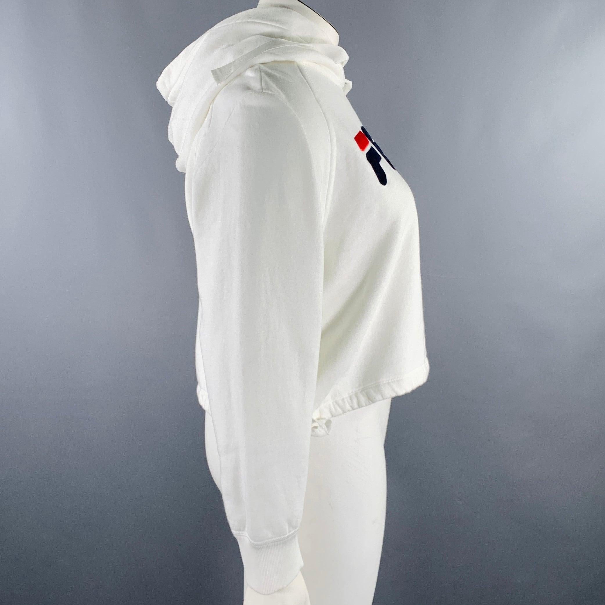 Gray FENDI x FILA 2018 Size L White Black Red Cotton Logo Hoodie Casual Top For Sale