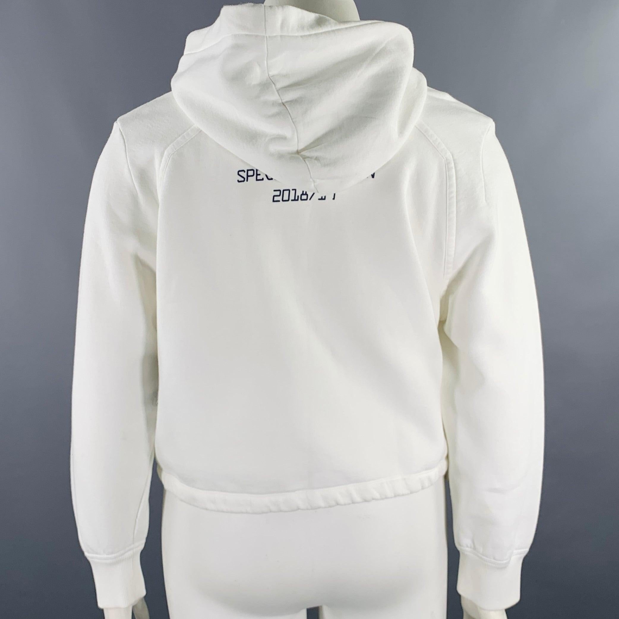 Women's FENDI x FILA 2018 Size L White Black Red Cotton Logo Hoodie Casual Top For Sale