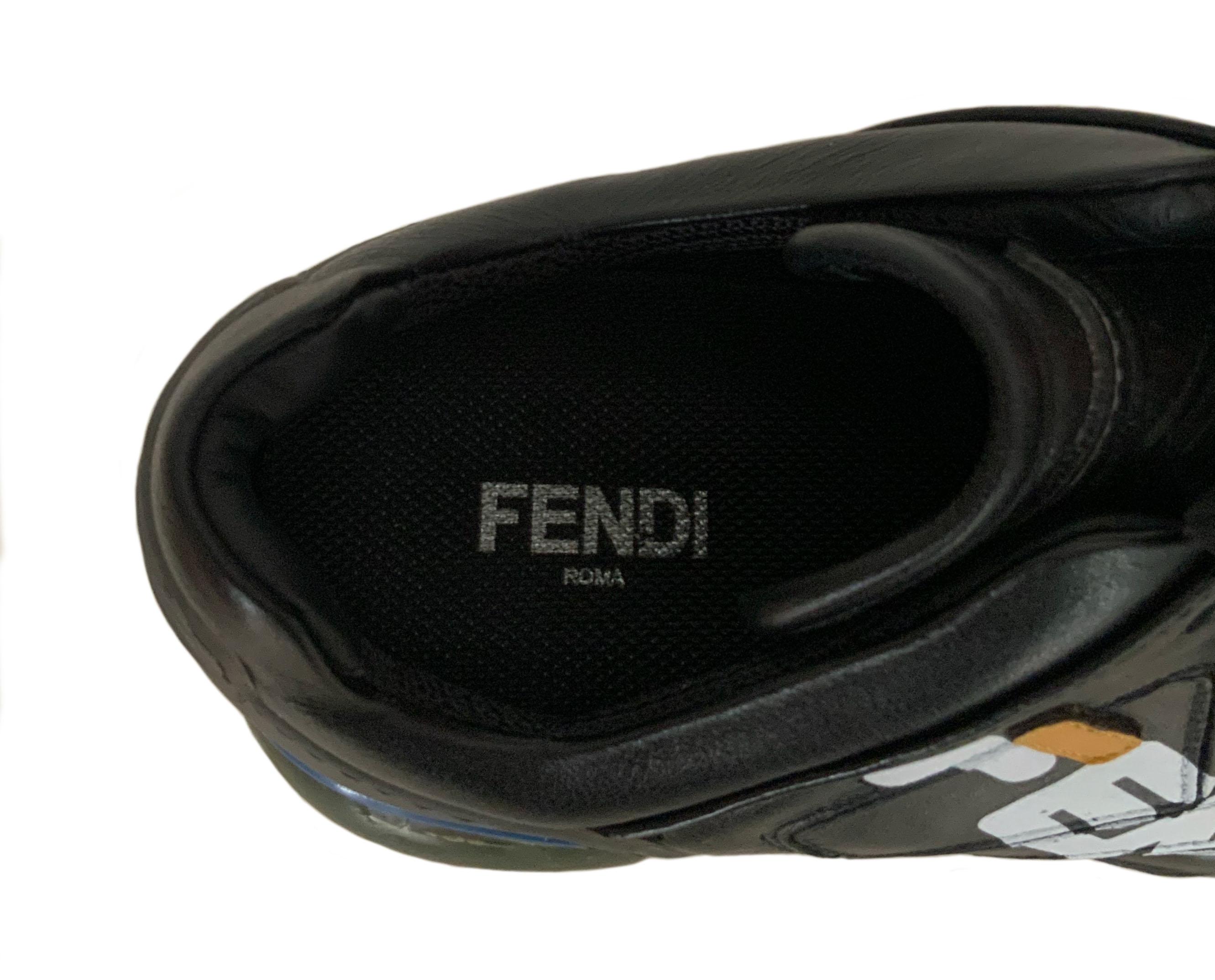 Fendi x Fila Black Leather Fila Mania Platform Sneakers 3