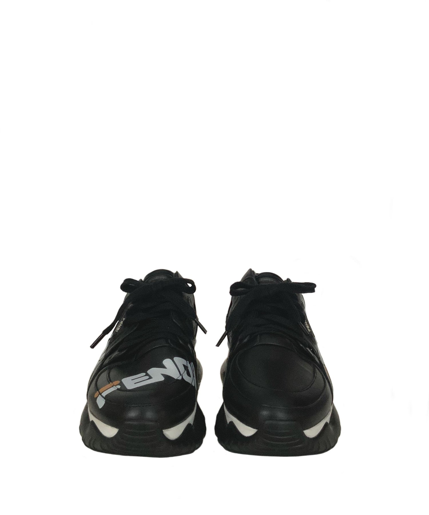 Fendi x Fila Black Leather Fila Mania Platform Sneakers at 1stDibs
