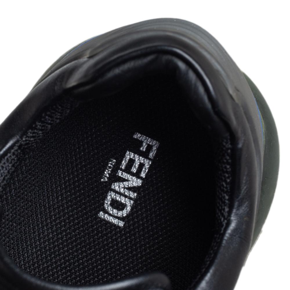 Fendi X Fila Black Leather Fila Mania Sneakers Size 40 In New Condition In Dubai, Al Qouz 2