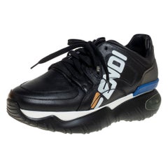 Fendi X Fila Black Leather Fila Mania Sneakers Size 40