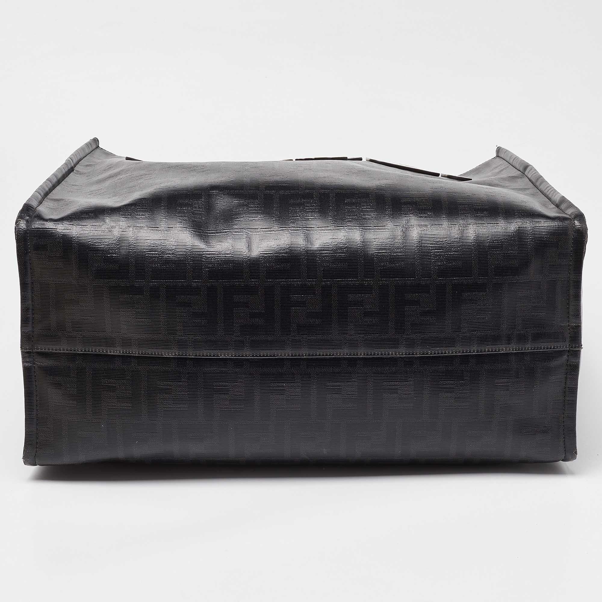 Fendi x Fila Black Zucca Coated Canvas Mania Shopping Tote 2