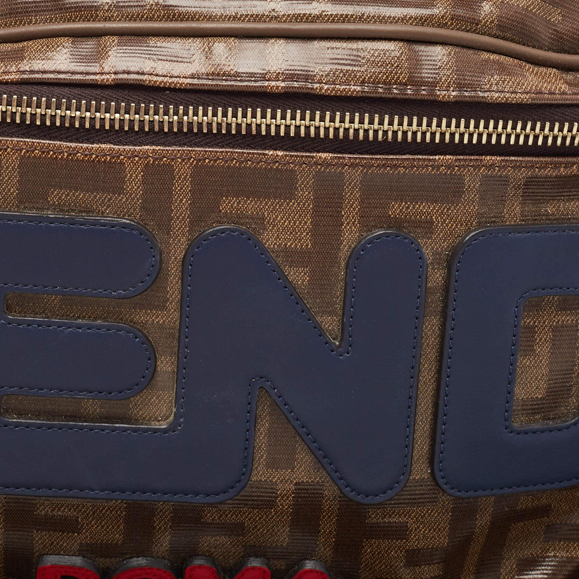 Women's Fendi x Fila Brown Zucca Coated Canvas Mania Belt Bag For Sale