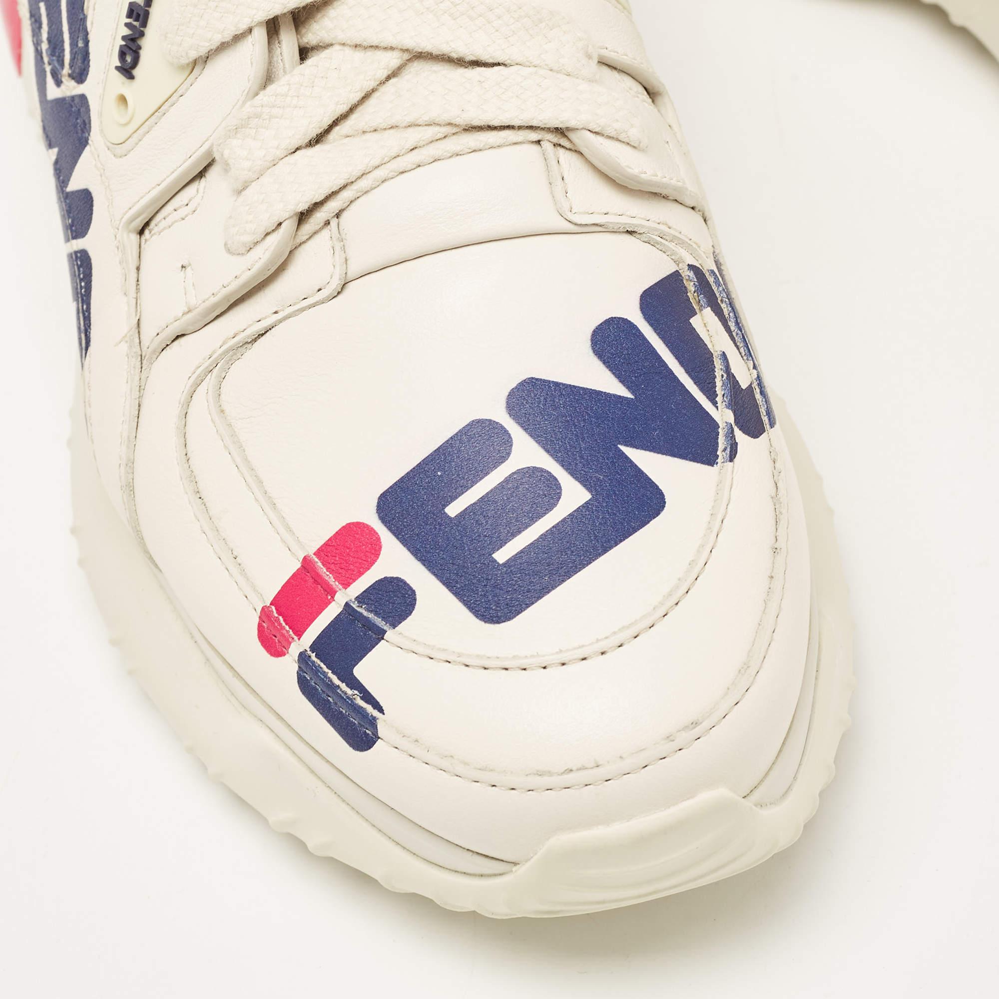 Fendi X Fila Cremefarbene Fila Mania Plateau-Turnschuhe aus Leder 35.5 im Angebot 2