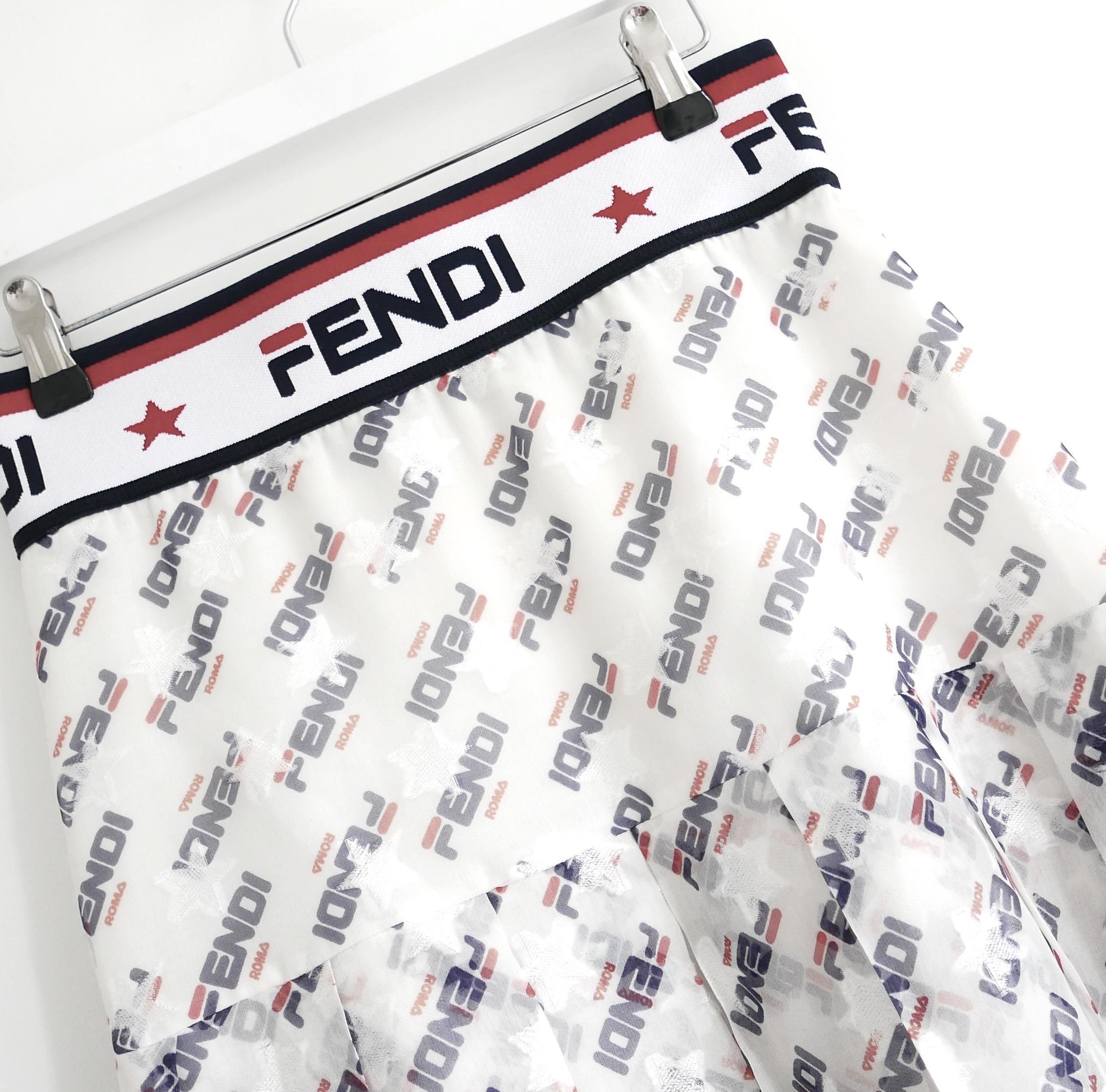 Fendi x Fila Fendimania Logo Pleated Skirt In New Condition For Sale In London, GB