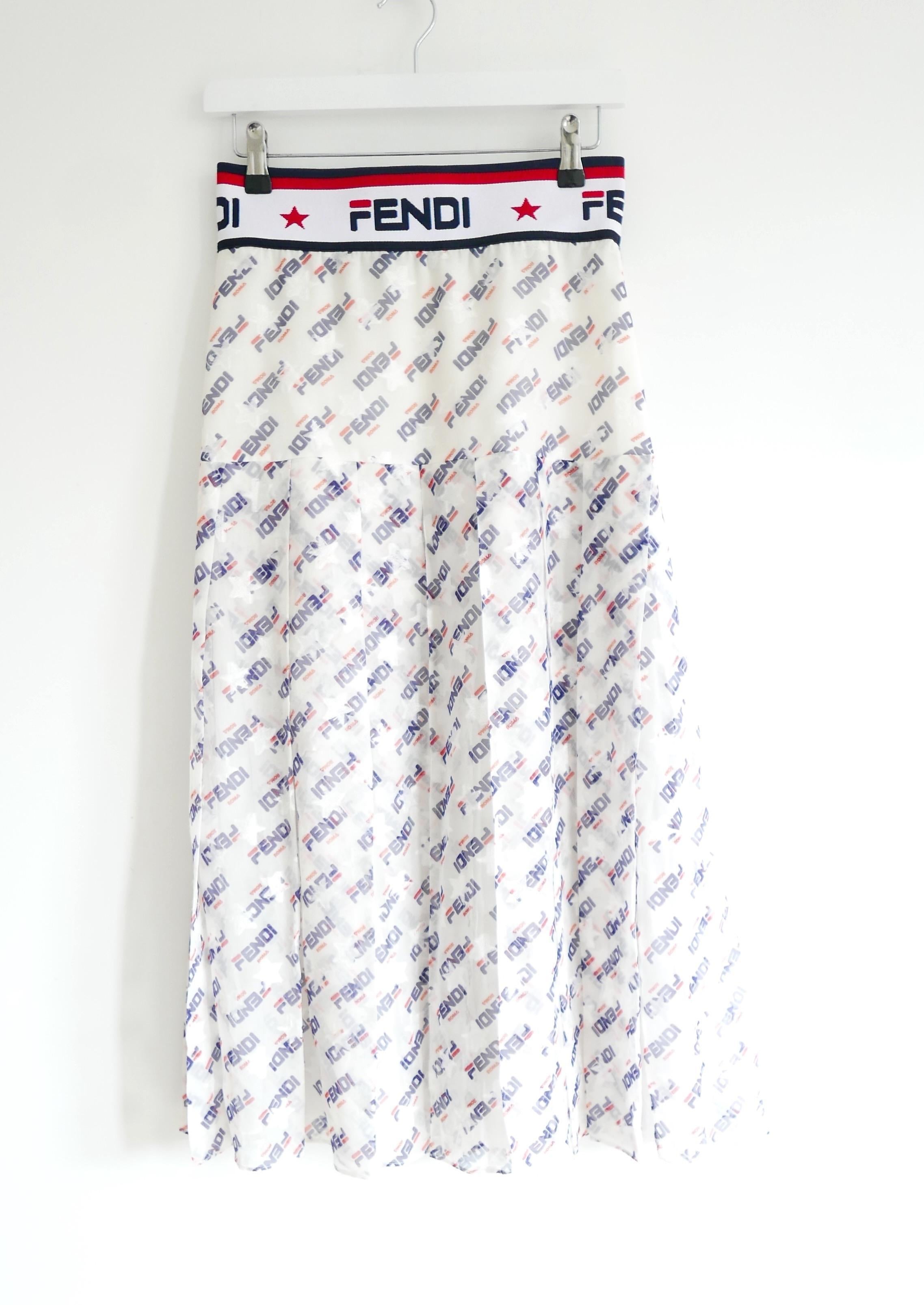 Fendi x Fila Fendimania Logo Pleated Skirt For Sale