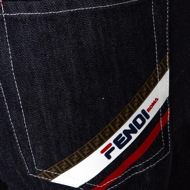 Fendi X Fila Logo Mania Indigo Denim Straight Fit Jeans M at 1stDibs