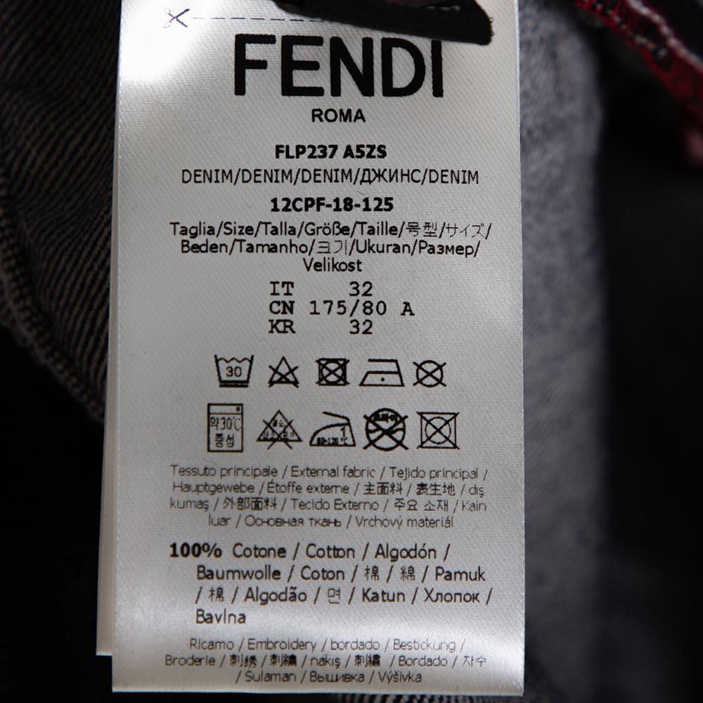 Black Fendi X Fila Logo Mania Indigo Denim Straight Fit Jeans M