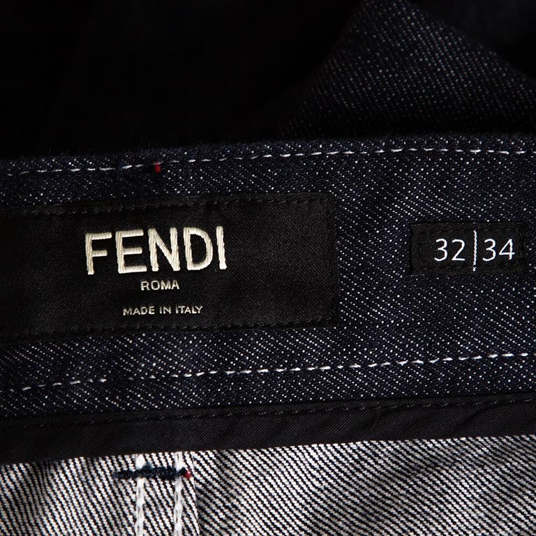 Fendi X Fila Logo Mania Indigo Denim Straight Fit Jeans M at 1stDibs