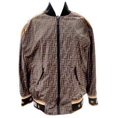 Fendi x Fila Wendbare Jacke FF Logo Braun